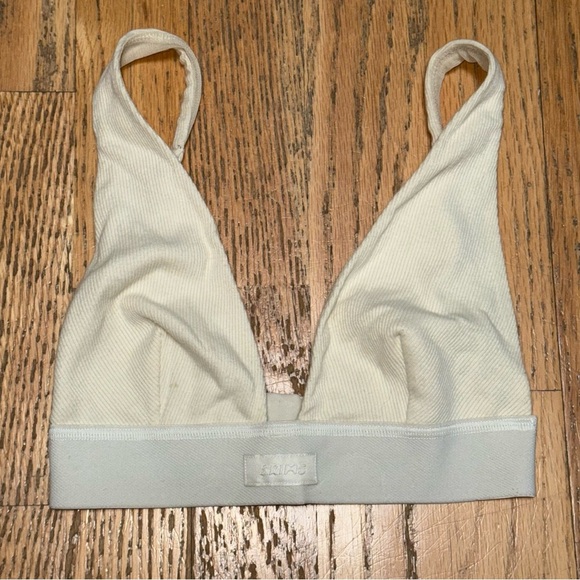 Skims Cotton Jersey Plunge Bralette Ivory Cream XXS - Picture 2 of 5